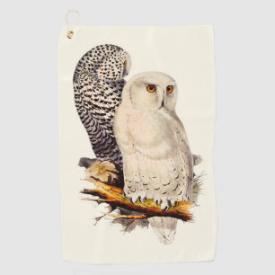 Vintage Snowy Owl Drawing Golf Towel