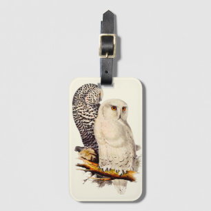 Vintage Snowy Owl Drawing Luggage Tag