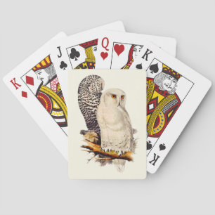 Vintage Snowy Owl Drawing Playing Cards