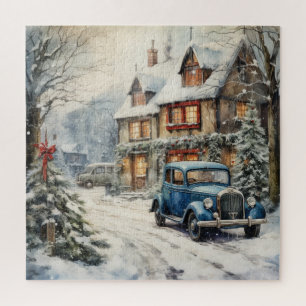 Vintage Snowy Street Scene 1930's Christmas  Jigsaw Puzzle