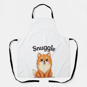 Vintage Snuggle Pomeranian Cute Dog Illustration D Apron