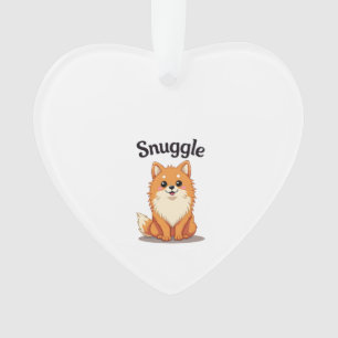 Vintage Snuggle Pomeranian Cute Dog Illustration D Ornament