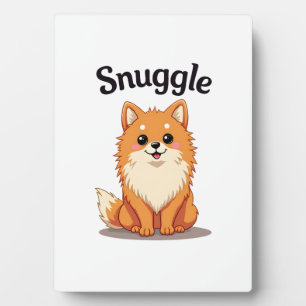 Vintage Snuggle Pomeranian Cute Dog Illustration D Plaque