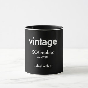 vintage SO!Trouble logo and tag line on black Mug