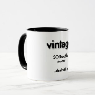 vintage SO!Trouble logo black on white Mug
