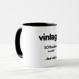 vintage SO!Trouble logo black on white Mug