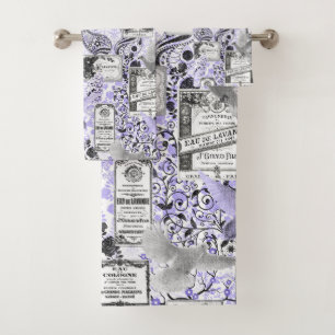 Vintage Soap and Perfume Labels - Lilac Bath Towel Set
