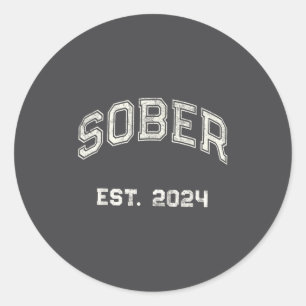 Vintage Sober Est. 2024 Affirmation Sobriety Aa Mo Classic Round Sticker