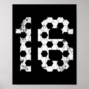 Vintage Soccer 16 Jersey Number Poster