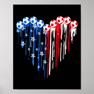 Vintage Soccer 4th Of July Men Usa American Flag B Poster