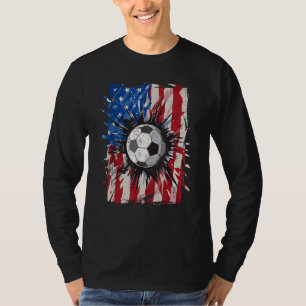 Vintage Soccer 4th Of July Men Usa American Flag B T-Shirt