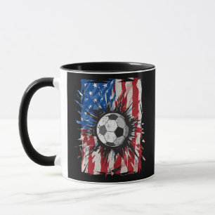 Vintage Soccer 4th Of July Men USA American Flag Mug