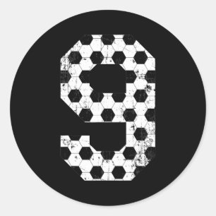 Vintage Soccer 9 Jersey Number T Shirt  Classic Round Sticker