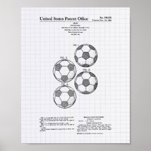 Vintage Soccer Ball 1964 Patent Art - Lined Peper Poster