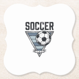 Vintage Soccer Ball Triangle Badge Shirt Design (2 Paper Coaster