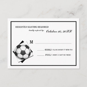 Vintage Soccer Bar Mitzvah Black and White Reply RSVP Card