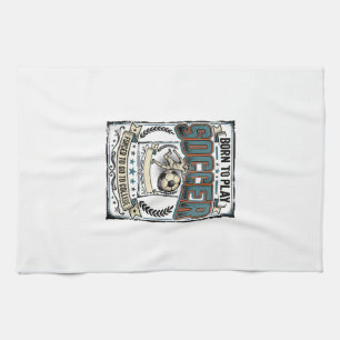 Vintage Soccer Born To Play College Shirt Design_1 Tea Towel