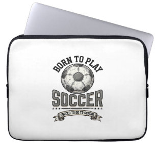 Vintage Soccer Born To Play School Shirt Design_1 Laptop Sleeve