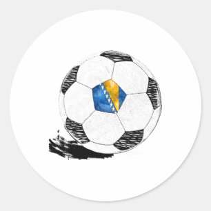 Vintage Soccer Bosnia Flag Bosnian Pride  Classic Round Sticker