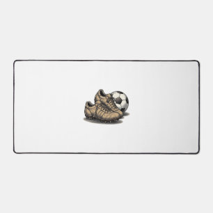 Vintage Soccer Cleats And Ball Shirt Design_1 Desk Mat