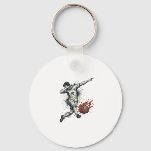 Vintage Soccer Dab Player Graphic Shirt Design_1 Key Ring