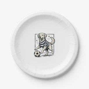 Vintage Soccer Dog Engraving Shirt Design_1 Paper Plate