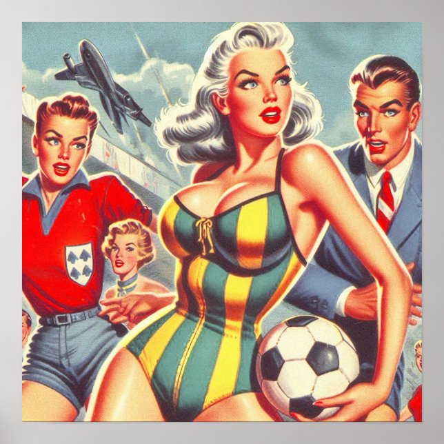 Vintage Soccer Girl Poster (Front)