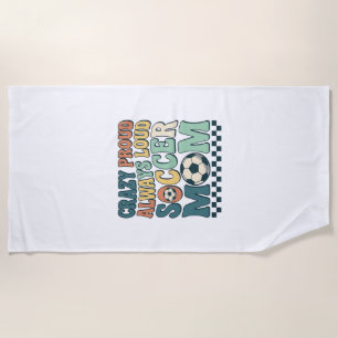Vintage Soccer Mum Proud Loud Shirt Design_1 Beach Towel