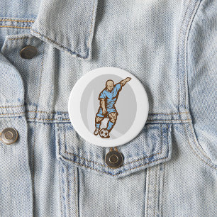 Vintage Soccer Player Illustration Retro Football 7.5 Cm Round Badge