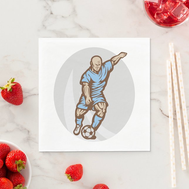 Vintage Soccer Player Illustration Retro Football  Napkin (Creator Uploaded)