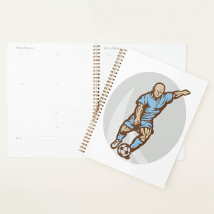 Vintage Soccer Player Illustration Retro Football  Planner