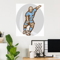 Vintage Soccer Player Illustration Retro Football 
