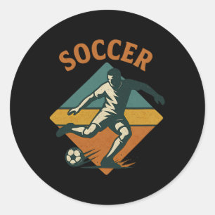 Vintage Soccer Player Kick Clic Style Classic Round Sticker