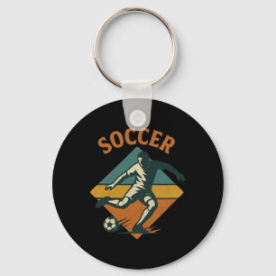 Vintage Soccer Player Kick Clic Style Key Ring
