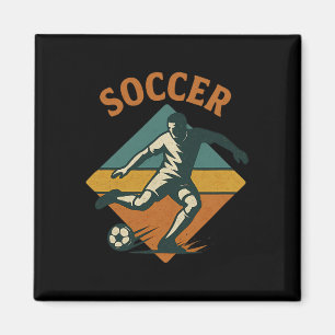 Vintage Soccer Player Kick Clic Style  Magnet