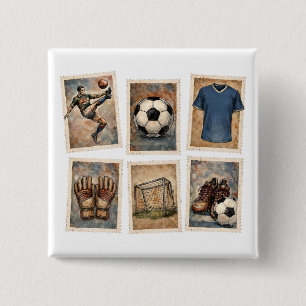 Vintage Soccer Stamps Football Collection 15 Cm Square Badge
