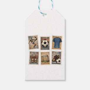Vintage Soccer Stamps Football Collection Gift Tags