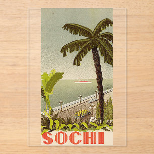 Vintage Sochi Marine Station Fine Art Travel Acrylic Invitations