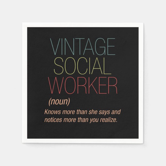 Vintage Social Worker Social Care Gift Napkin (Front)