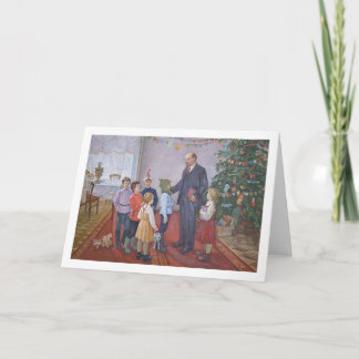 Vintage Socialist Realism Christmas with Lenin Holiday Card