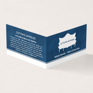 Vintage Sofa, Elegant Blue, Antique Dealer, Store Business Card
