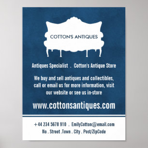 Vintage Sofa, Elegant Blue, Antique Dealer, Store Poster