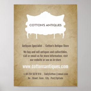 Vintage Sofa, Vintage Paper, Antique Dealer, Store Poster