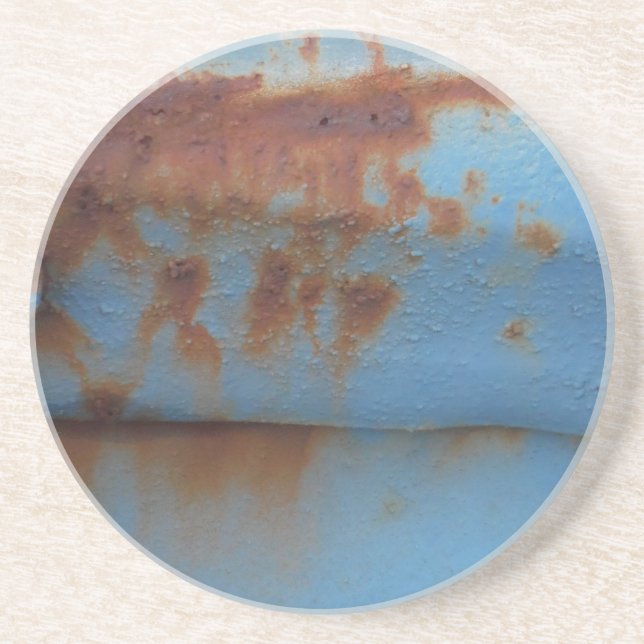 Vintage soft blue rusted coaster (Front)