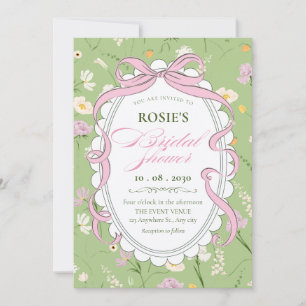 Vintage soft floral bridal shower invitation