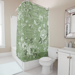 Vintage Soft Green Boho Shower Curtain