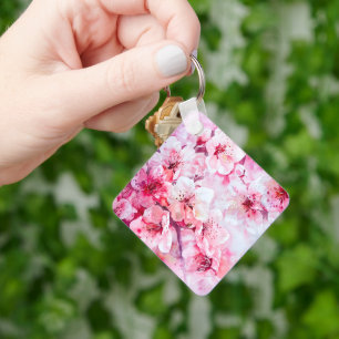 Vintage Soft Pink Petal Blossom Key Ring