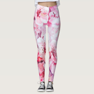 Vintage Soft Pink Petal Blossom Leggings