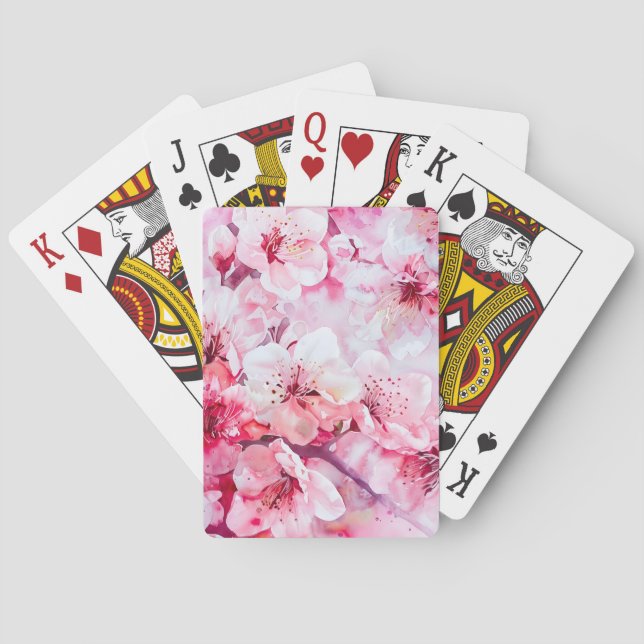 Vintage Soft Pink Petal Blossom Playing Cards (Back)