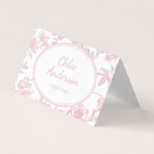 Vintage Soft Pink Toile Chinoiserie Place Card